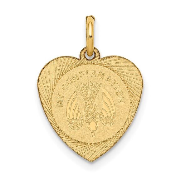 Kazi Luxury 14k Yellow Gold My Confirmation Heart Disc Charm
